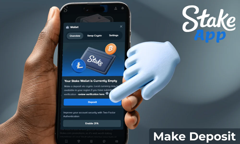 Step-by-step instructions for depositing funds into your Stake app account